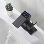 Casa si Gradina - Sanitare - Lavoar baie si accesorii - Baterii sanitare - Baterie chiuveta baie, Blackswan, Tip M292, model smart negru mat, cu display LCD, dimensiune 13 cm - Infinity.ro