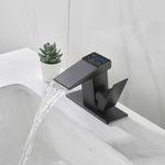 Casa si Gradina - Sanitare - Lavoar baie si accesorii - Baterii sanitare - Baterie chiuveta baie, Blackswan, Tip M292, model smart negru mat, cu display LCD, dimensiune 13 cm - Infinity.ro