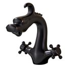 Casa si Gradina - Sanitare - Lavoar baie si accesorii - Baterii sanitare - Baterie chiuveta baie, Blackswan, Tip M265 Dragon, model negru scurt, dimensiune 20 cm - Infinity.ro