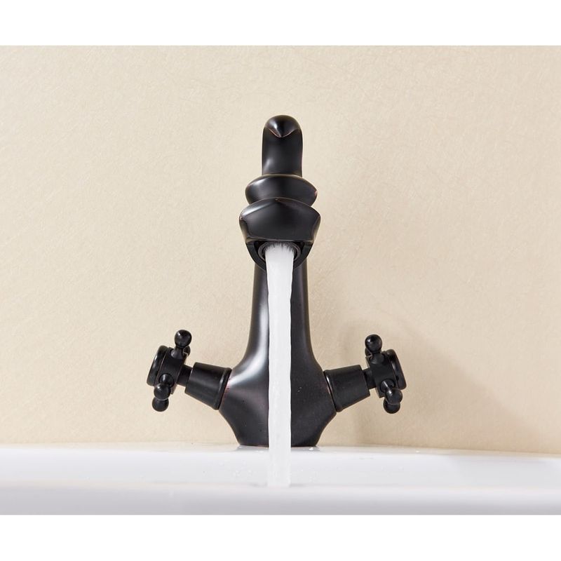 Casa si Gradina - Sanitare - Lavoar baie si accesorii - Baterii sanitare - Baterie chiuveta baie, Blackswan, Tip M265 Dragon, model negru scurt, dimensiune 20 cm - Infinity.ro