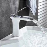 Casa si Gradina - Sanitare - Lavoar baie si accesorii - Baterii sanitare - Baterie chiuveta baie, Blackswan, Tip Cascada M57, model alb/crom, dimensiune 16 cm - Infinity.ro