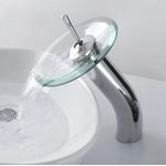 Casa si Gradina - Sanitare - Lavoar baie si accesorii - Baterii sanitare - Baterie chiuveta baie, Blackswan, Tip Cascada M61, model crom/ sticla, dimensiune 27.5 cm - Infinity.ro
