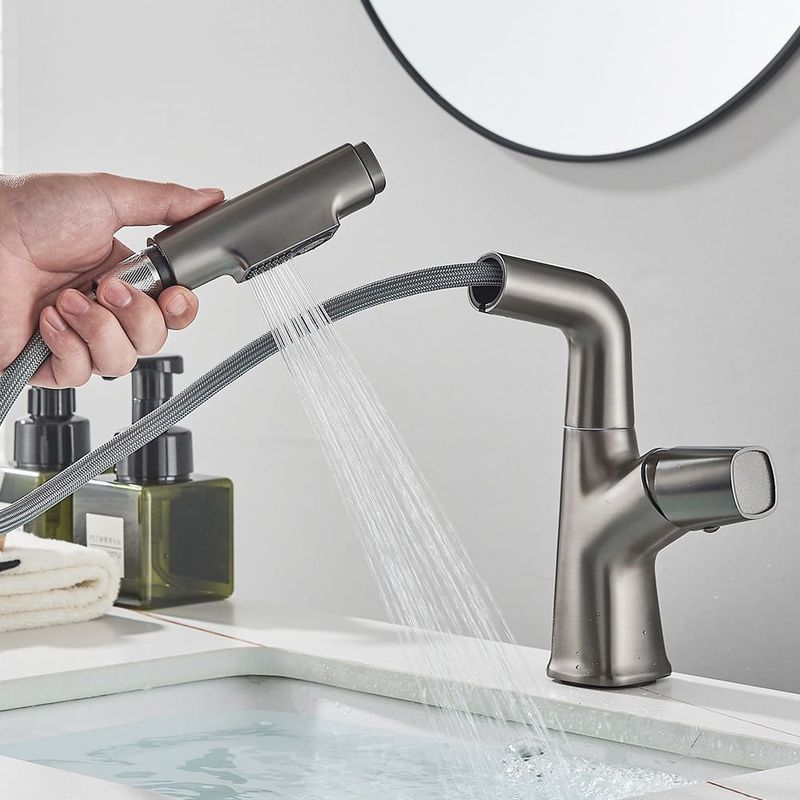 Casa si Gradina - Sanitare - Lavoar baie si accesorii - Baterii sanitare - Baterie chiuveta baie, Blackswan, Tip M351, model gri antracit liftable, cu doua moduri, dimensiune 24 cm - Infinity.ro