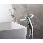 Casa si Gradina - Sanitare - Lavoar baie si accesorii - Baterii sanitare - Baterie chiuveta baie, Blackswan, Tip Cascada M61, model crom/ sticla, dimensiune 27.5 cm - Infinity.ro