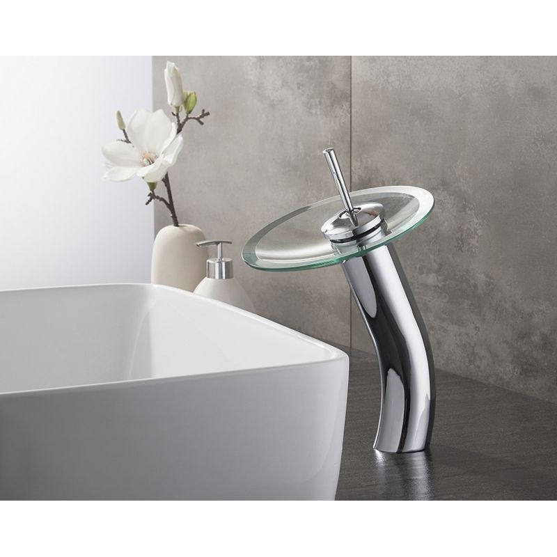 Casa si Gradina - Sanitare - Lavoar baie si accesorii - Baterii sanitare - Baterie chiuveta baie, Blackswan, Tip Cascada M61, model crom/ sticla, dimensiune 27.5 cm - Infinity.ro