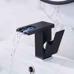 Casa si Gradina - Sanitare - Lavoar baie si accesorii - Baterii sanitare - Baterie chiuveta baie, Blackswan, Tip M173, model negru mat cu LED, dimensiune 12.5 cm - Infinity.ro