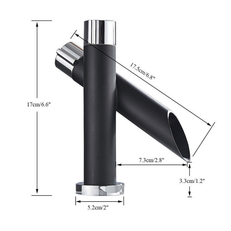 Casa si Gradina - Sanitare - Lavoar baie si accesorii - Baterii sanitare - Baterie chiuveta baie, Blackswan, Tip Cascada M28, model negru mat, dimensiune 17 cm - Infinity.ro