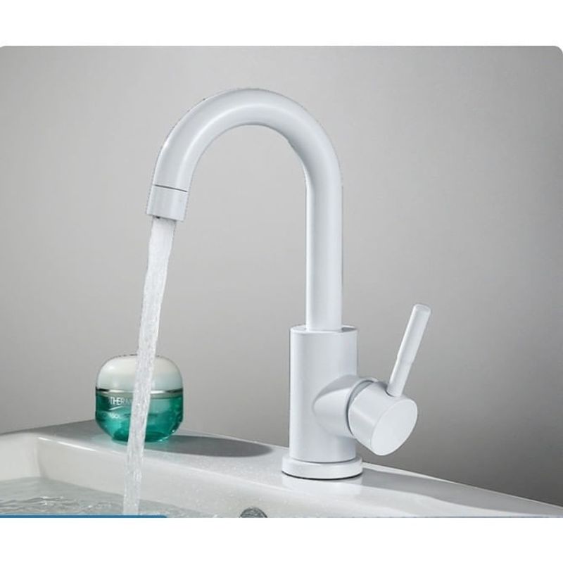 Casa si Gradina - Sanitare - Lavoar baie si accesorii - Baterii sanitare - Baterie chiuveta baie, Blackswan, Tip M238, model alb rotund, dimensiune 23.5 cm - Infinity.ro