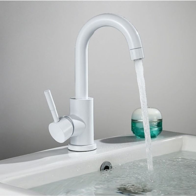 Casa si Gradina - Sanitare - Lavoar baie si accesorii - Baterii sanitare - Baterie chiuveta baie, Blackswan, Tip M238, model alb rotund, dimensiune 23.5 cm - Infinity.ro