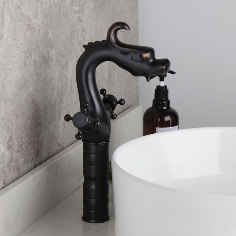 Casa si Gradina - Sanitare - Lavoar baie si accesorii - Baterii sanitare - Baterie chiuveta baie, Blackswan, Tip M269 Dragon, model negru cu montare pe blat, dimensiune 34 cm - Infinity.ro