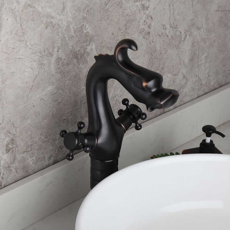 Casa si Gradina - Sanitare - Lavoar baie si accesorii - Baterii sanitare - Baterie chiuveta baie, Blackswan, Tip M269 Dragon, model negru cu montare pe blat, dimensiune 34 cm - Infinity.ro