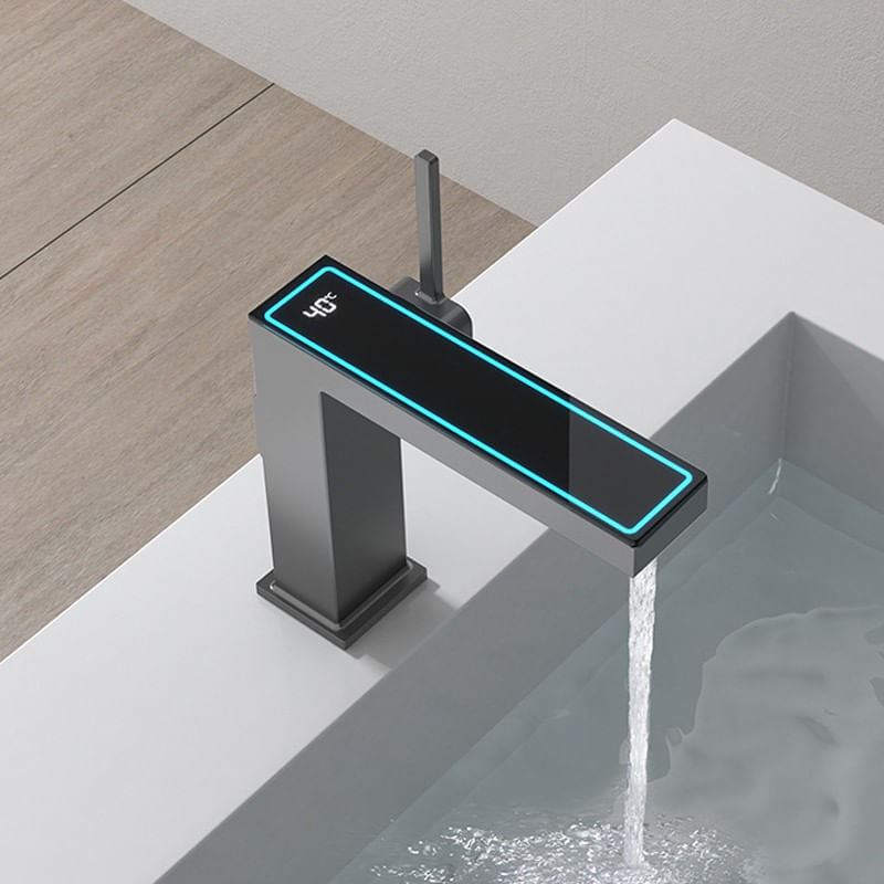 Casa si Gradina - Sanitare - Lavoar baie si accesorii - Baterii sanitare - Baterie chiuveta baie, Blackswan, Tip M344, model gri antracit, cu display digital, dimensiune 20.3 cm - Infinity.ro