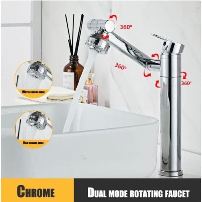 Casa si Gradina - Sanitare - Lavoar baie si accesorii - Baterii sanitare - Baterie chiuveta baie, Blackswan, Tip M333, model inalt crom rotativ, cu 2 moduri si pipa mobila, dimensiune 30 cm - Infinity.ro