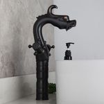 Casa si Gradina - Sanitare - Lavoar baie si accesorii - Baterii sanitare - Baterie chiuveta baie, Blackswan, Tip M269 Dragon, model negru cu montare pe blat, dimensiune 34 cm - Infinity.ro