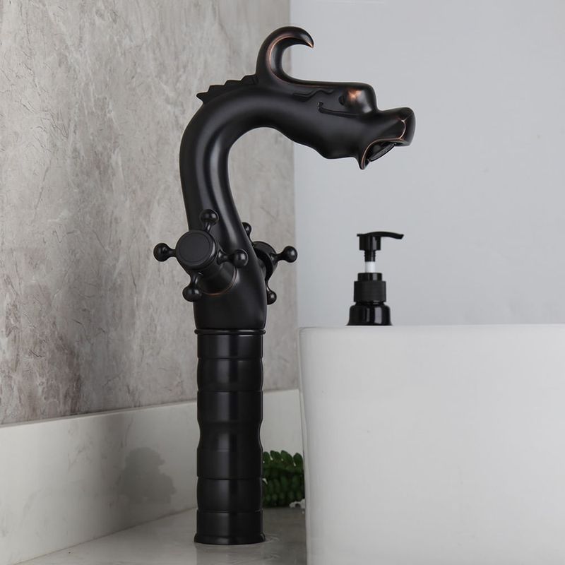 Casa si Gradina - Sanitare - Lavoar baie si accesorii - Baterii sanitare - Baterie chiuveta baie, Blackswan, Tip M269 Dragon, model negru cu montare pe blat, dimensiune 34 cm - Infinity.ro