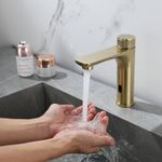 Casa si Gradina - Sanitare - Lavoar baie si accesorii - Baterii sanitare - Baterie chiuveta baie, Blackswan, Tip M339, model auriu mat, cu senzor de pornire, dimensiune 17 cm - Infinity.ro