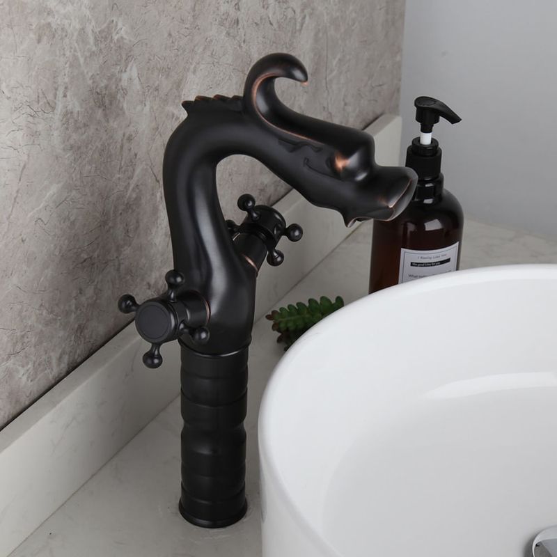 Casa si Gradina - Sanitare - Lavoar baie si accesorii - Baterii sanitare - Baterie chiuveta baie, Blackswan, Tip M269 Dragon, model negru cu montare pe blat, dimensiune 34 cm - Infinity.ro