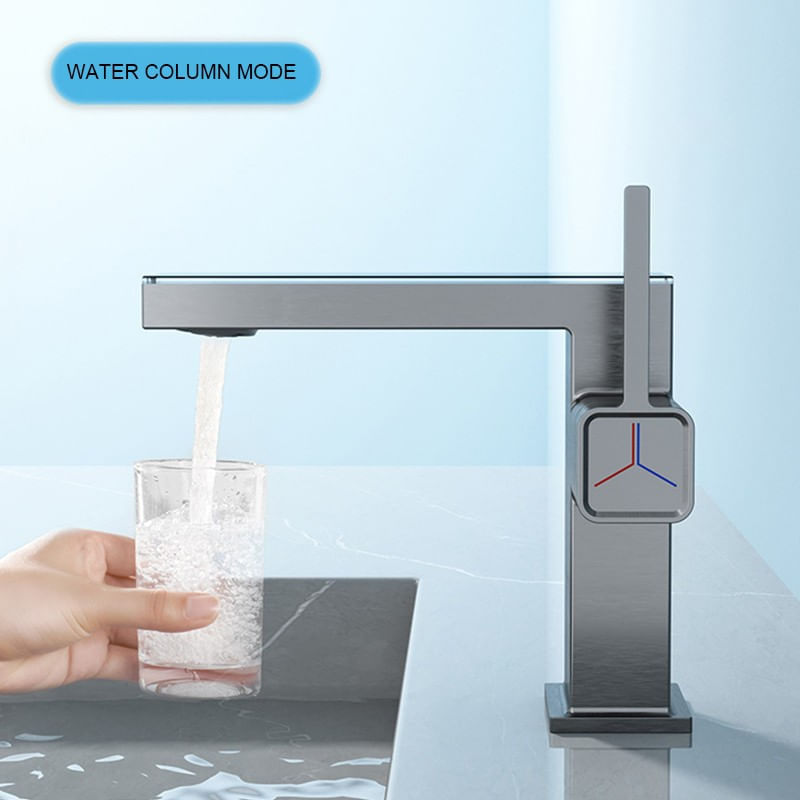 Casa si Gradina - Sanitare - Lavoar baie si accesorii - Baterii sanitare - Baterie chiuveta baie, Blackswan, Tip M344, model gri antracit, cu display digital, dimensiune 20.3 cm - Infinity.ro