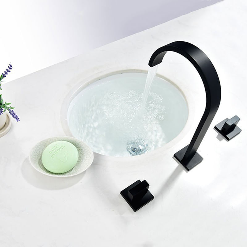 Casa si Gradina - Sanitare - Lavoar baie si accesorii - Baterii sanitare - Baterie chiuveta baie, Blackswan, Tip M58, model negru mat, dimensiune 23.5 cm - Infinity.ro
