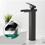 Casa si Gradina - Sanitare - Lavoar baie si accesorii - Baterii sanitare - Baterie chiuveta baie, Blackswan, Tip Cascada M34, model negru mat, dimensiune 32 cm - Infinity.ro