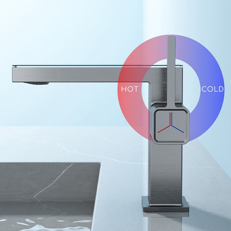 Casa si Gradina - Sanitare - Lavoar baie si accesorii - Baterii sanitare - Baterie chiuveta baie, Blackswan, Tip M344, model gri antracit, cu display digital, dimensiune 20.3 cm - Infinity.ro