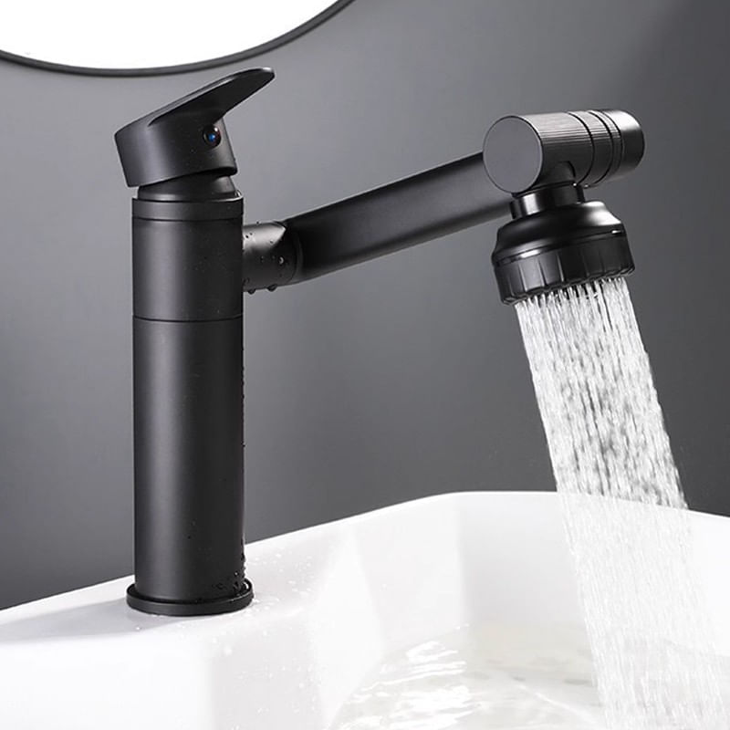 Casa si Gradina - Sanitare - Lavoar baie si accesorii - Baterii sanitare - Baterie chiuveta baie, Blackswan, Tip M330, model scurt negru mat rotativ, cu 2 moduri si pipa mobila, dimensiune 20 cm - Infinity.ro