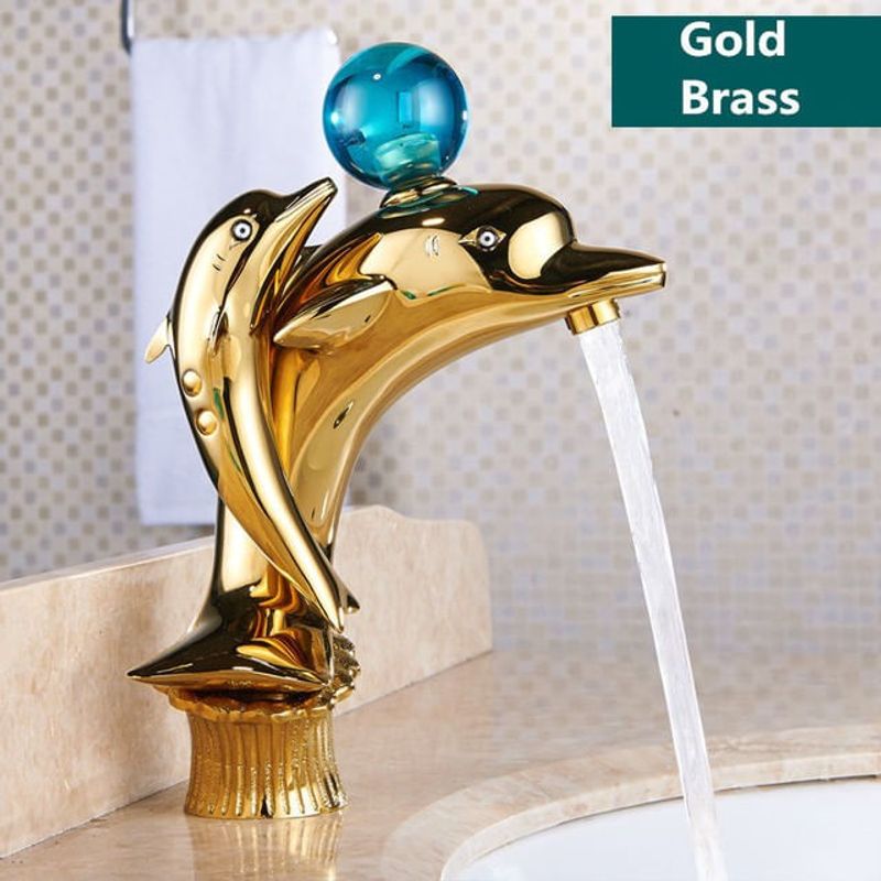 Casa si Gradina - Sanitare - Lavoar baie si accesorii - Baterii sanitare - Baterie chiuveta baie, Blackswan, Tip M253 Delfin, model auriu, dimensiune 25.5 cm - Infinity.ro
