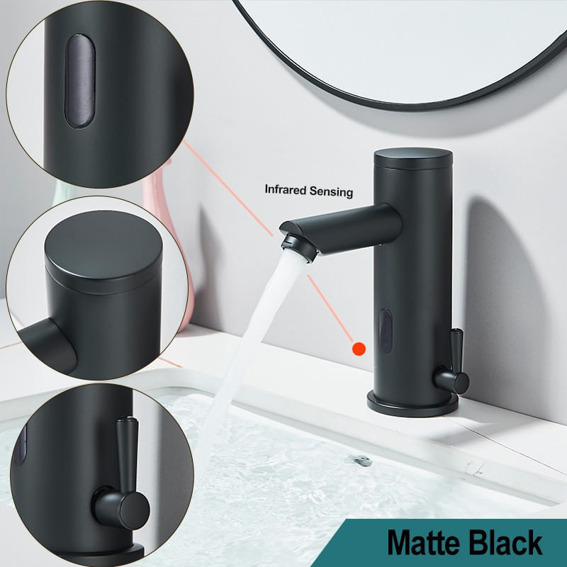 Casa si Gradina - Sanitare - Lavoar baie si accesorii - Baterii sanitare - Baterie chiuveta baie, Blackswan, Tip M353, model negru mat cu senzor, dimensiune 18 cm - Infinity.ro