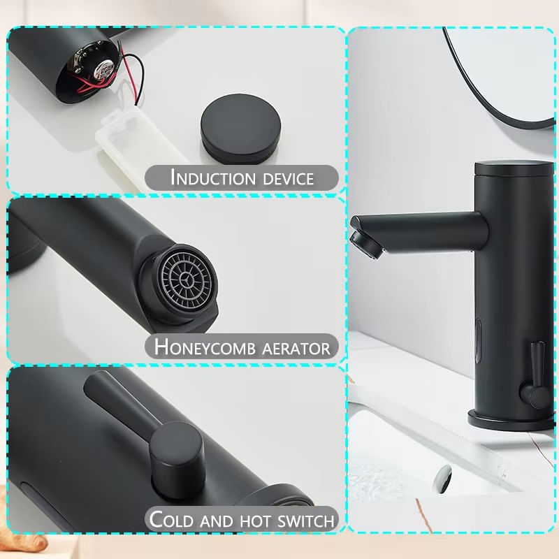 Casa si Gradina - Sanitare - Lavoar baie si accesorii - Baterii sanitare - Baterie chiuveta baie, Blackswan, Tip M353, model negru mat cu senzor, dimensiune 18 cm - Infinity.ro