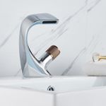 Casa si Gradina - Sanitare - Lavoar baie si accesorii - Baterii sanitare - Baterie chiuveta baie, Blackswan, Tip cascada M46, model crom/ rose gold, dimensiune 19 cm - Infinity.ro