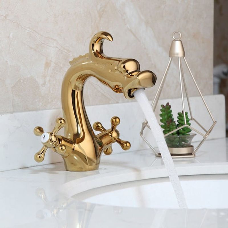 Casa si Gradina - Sanitare - Lavoar baie si accesorii - Baterii sanitare - Baterie chiuveta baie, Blackswan, Tip M268 Dragon, model auriu, dimensiune 20 cm - Infinity.ro