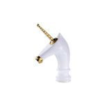 Casa si Gradina - Sanitare - Lavoar baie si accesorii - Baterii sanitare - Baterie chiuveta baie, Blackswan, Tip M278 Unicorn, model alb/ auriu scurt, dimensiune 20 cm - Infinity.ro