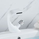 Casa si Gradina - Sanitare - Lavoar baie si accesorii - Baterii sanitare - Baterie chiuveta baie, Blackswan, Tip cascada M48, model alb/ crom, dimensiune 19 cm - Infinity.ro