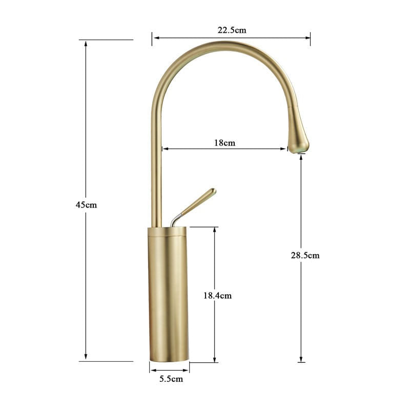 Casa si Gradina - Sanitare - Lavoar baie si accesorii - Baterii sanitare - Baterie chiuveta baie, Blackswan, Tip M65, model auriu mat, dimensiune 45 cm - Infinity.ro