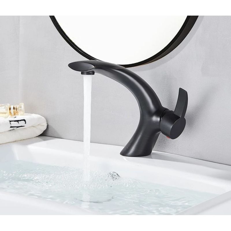 Casa si Gradina - Sanitare - Lavoar baie si accesorii - Baterii sanitare - Baterie chiuveta baie, Blackswan, Tip M54, model negru mat, dimensiune 17.5 cm - Infinity.ro