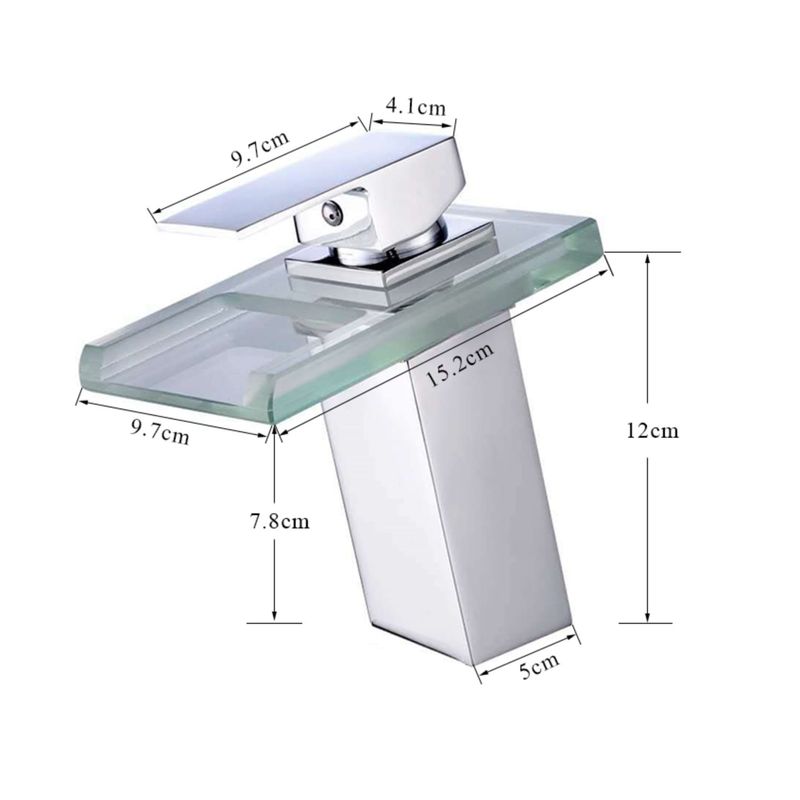 Casa si Gradina - Sanitare - Lavoar baie si accesorii - Baterii sanitare - Baterie chiuveta baie cu led, Blackswan, Tip cascada M7, sticla securizata transparenta, dimensiuni 12 x 15.2 cm - Infinity.ro