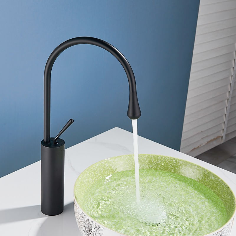 Casa si Gradina - Sanitare - Lavoar baie si accesorii - Baterii sanitare - Baterie chiuveta baie, Blackswan, Tip M67, model negru mat, dimensiune 49 cm - Infinity.ro
