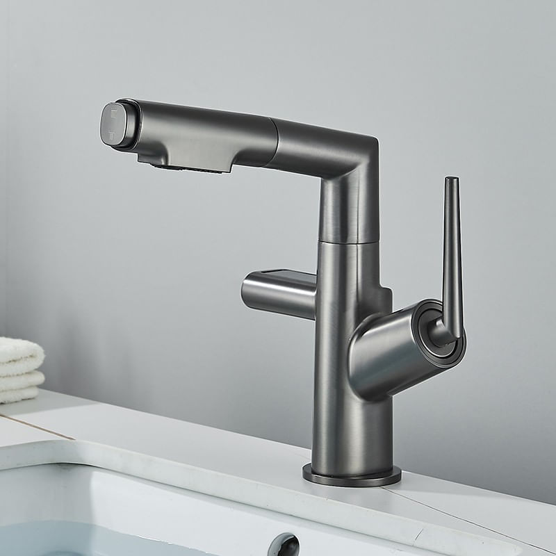 Casa si Gradina - Sanitare - Lavoar baie si accesorii - Baterii sanitare - Baterie chiuveta baie, Blackswan, Tip M300, model gri antracit ajustabil, cu display LCD si 2 moduri, dimensiune 24 cm - Infinity.ro