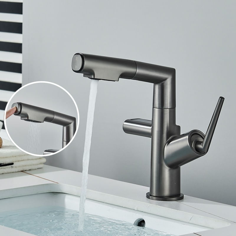 Casa si Gradina - Sanitare - Lavoar baie si accesorii - Baterii sanitare - Baterie chiuveta baie, Blackswan, Tip M300, model gri antracit ajustabil, cu display LCD si 2 moduri, dimensiune 24 cm - Infinity.ro