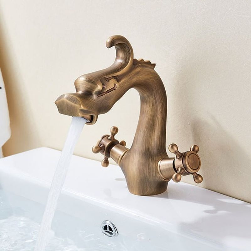 Casa si Gradina - Sanitare - Lavoar baie si accesorii - Baterii sanitare - Baterie chiuveta baie, Blackswan, Tip M266 Dragon, model bronz antichizat, dimensiune 20 cm - Infinity.ro