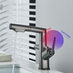 Casa si Gradina - Sanitare - Lavoar baie si accesorii - Baterii sanitare - Baterie chiuveta baie, Blackswan, Tip M300, model gri antracit ajustabil, cu display LCD si 2 moduri, dimensiune 24 cm - Infinity.ro