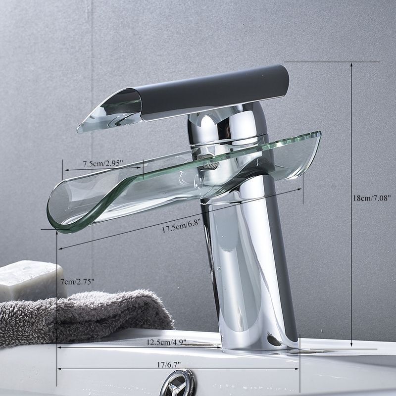 Casa si Gradina - Sanitare - Lavoar baie si accesorii - Baterii sanitare - Baterie chiuveta baie, Blackswan, Tip Cascada M63, model crom/ sticla, dimensiune 17.7 cm - Infinity.ro
