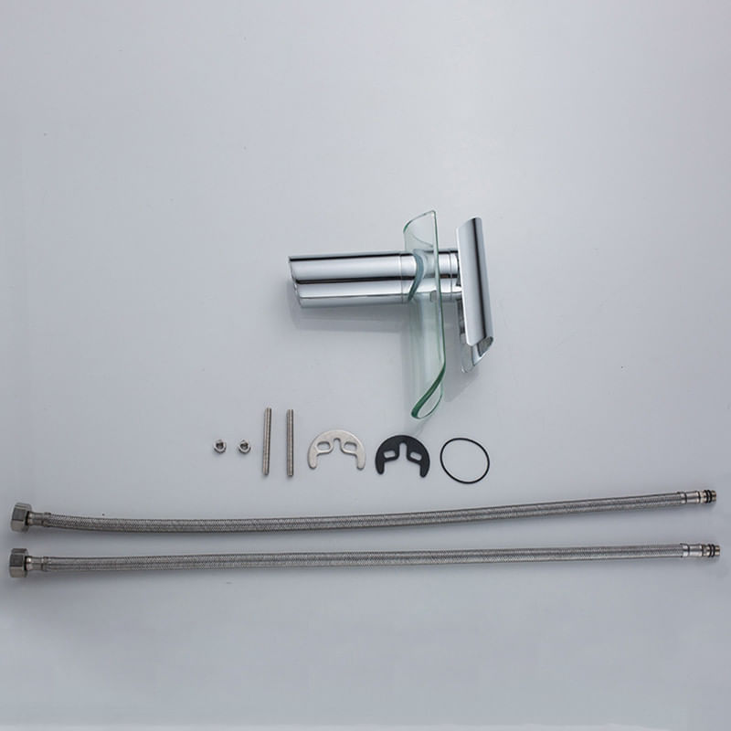 Casa si Gradina - Sanitare - Lavoar baie si accesorii - Baterii sanitare - Baterie chiuveta baie, Blackswan, Tip Cascada M63, model crom/ sticla, dimensiune 17.7 cm - Infinity.ro