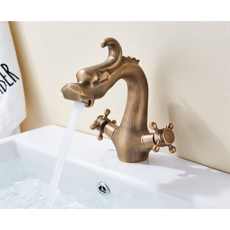 Casa si Gradina - Sanitare - Lavoar baie si accesorii - Baterii sanitare - Baterie chiuveta baie, Blackswan, Tip M266 Dragon, model bronz antichizat, dimensiune 20 cm - Infinity.ro