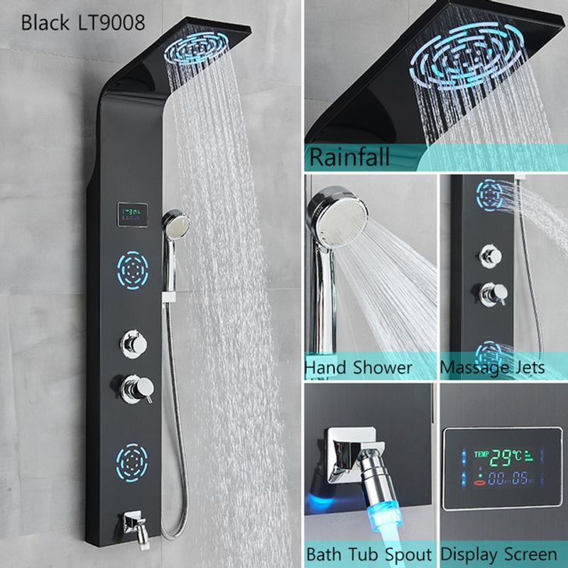 Casa si Gradina - Sanitare - Cazi si cabine de dus - Coloane si seturi de dus - Panel dus, Blackswan, Tip M9008 model negru cu LED, afisaj digital, pipa si functii SPA, dimensiune 114 cm - Infinity.ro