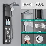 Casa si Gradina - Sanitare - Cazi si cabine de dus - Coloane si seturi de dus - Panel dus, Blackswan, Tip M7001 model negru cu cap de dus, raft depozitare si functii SPA, dimensiune 111 cm - Infinity.ro