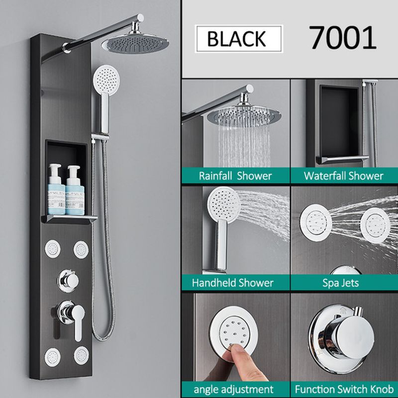 Casa si Gradina - Sanitare - Cazi si cabine de dus - Coloane si seturi de dus - Panel dus, Blackswan, Tip M7001 model negru cu cap de dus, raft depozitare si functii SPA, dimensiune 111 cm - Infinity.ro