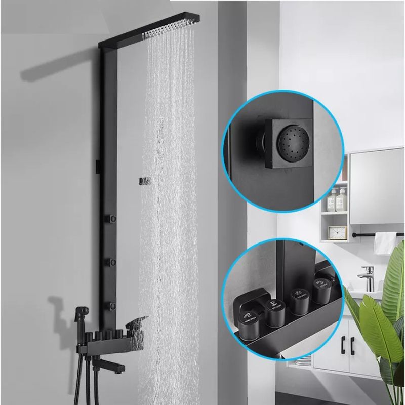 Casa si Gradina - Sanitare - Cazi si cabine de dus - Coloane si seturi de dus - Baterie dus, Blackswan, Tip M52 cu 5 functii, model negru mat, dimensiune 103 cm - Infinity.ro