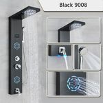 Casa si Gradina - Sanitare - Cazi si cabine de dus - Coloane si seturi de dus - Panel dus, Blackswan, Tip M9008 model negru cu LED, afisaj digital, pipa si functii SPA, dimensiune 114 cm - Infinity.ro