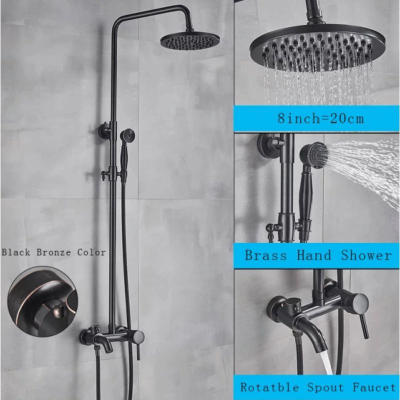 Casa si Gradina - Sanitare - Cazi si cabine de dus - Coloane si seturi de dus - Baterie dus, Blackswan, Tip M68.6, model negru antichizat, dimensiune 20 cm - Infinity.ro